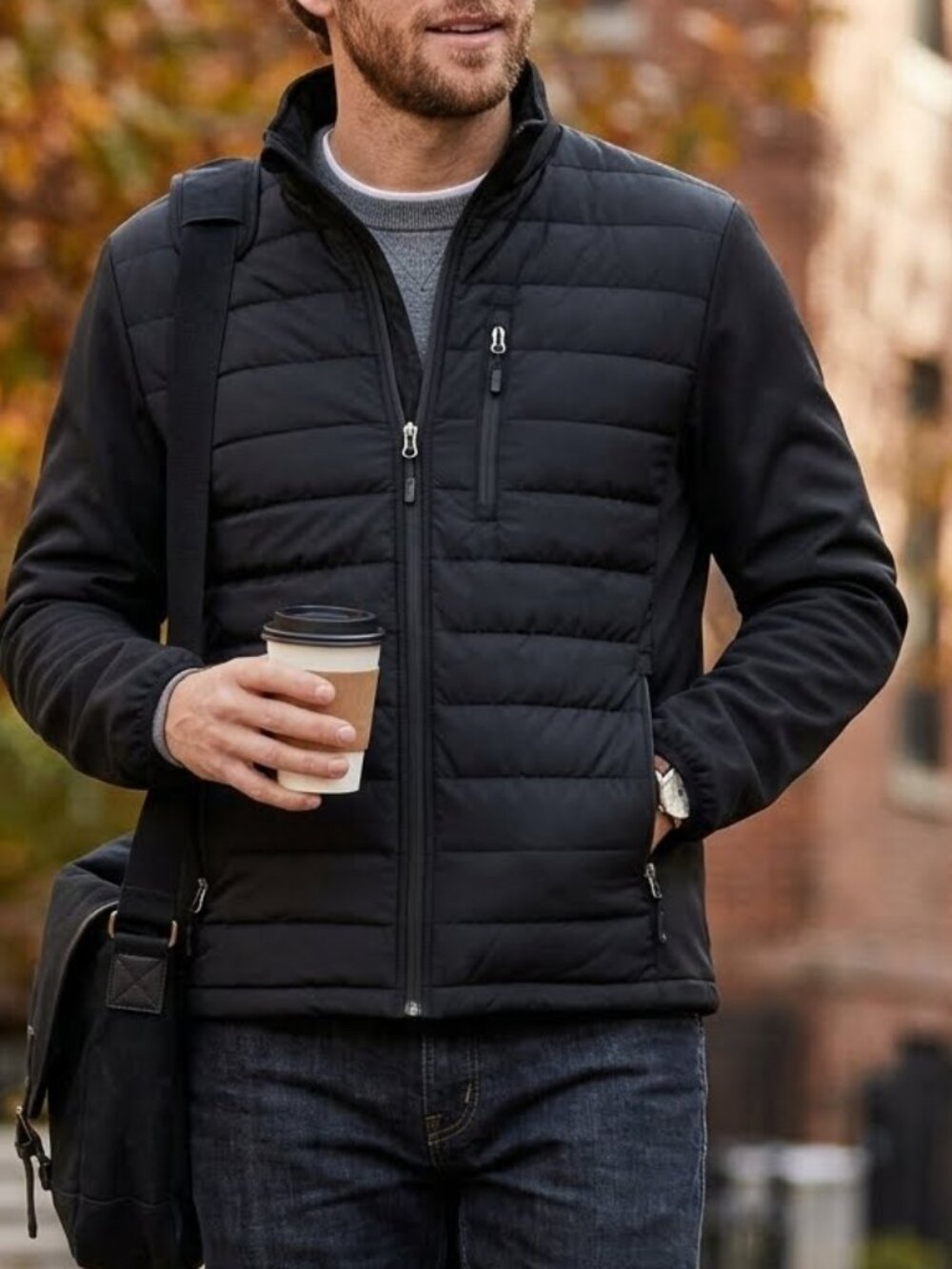 32 Degrees Heat Men's Puffer Quilted Lightweight Jacket Size M Black